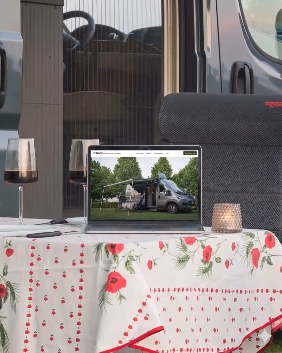 Elnaco - Strakke marketing-website voor de verhuur van een all-in campervan in Waregem.